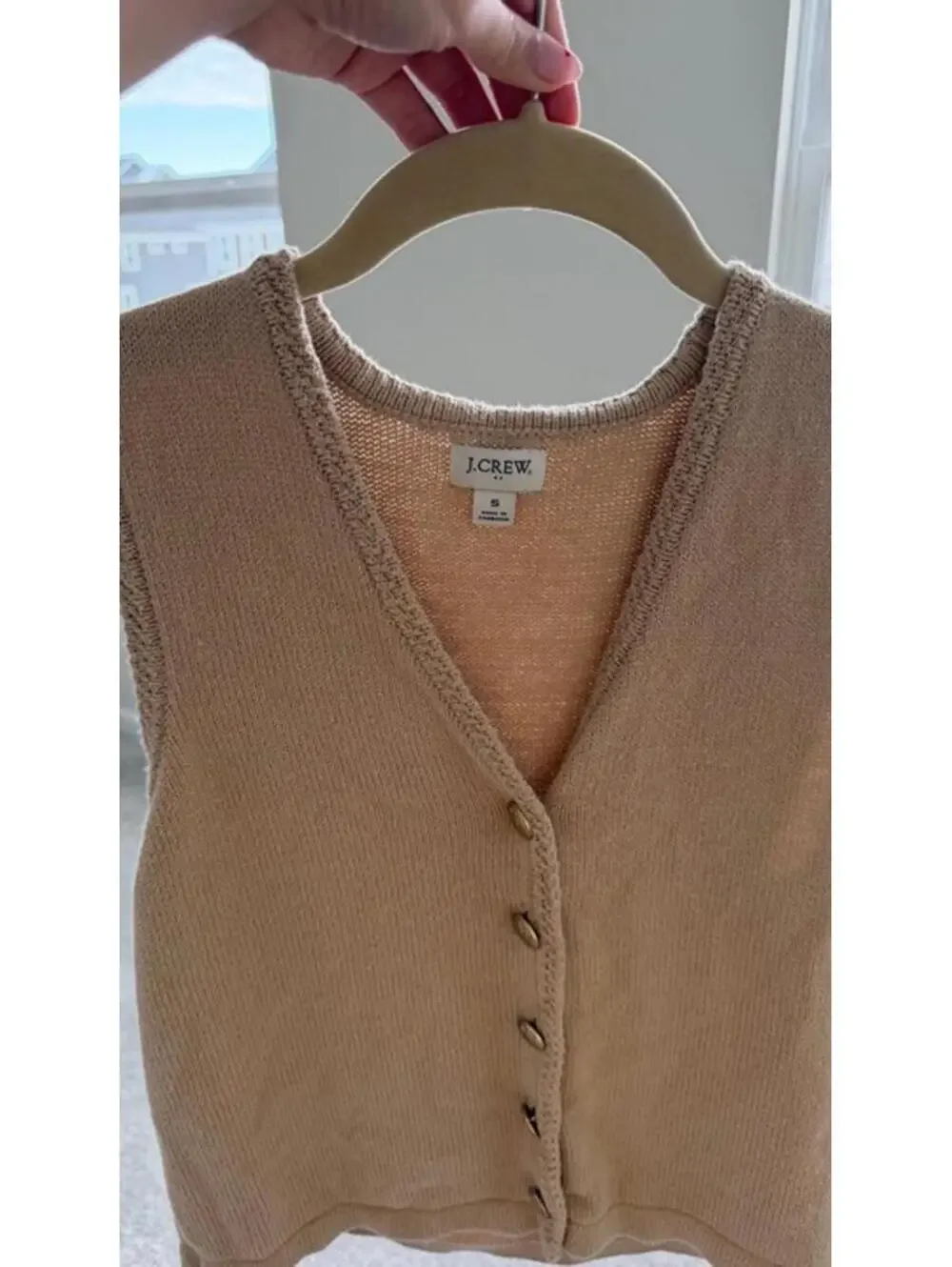 J. Crew Women's Beige V-Neck Sweater Vest